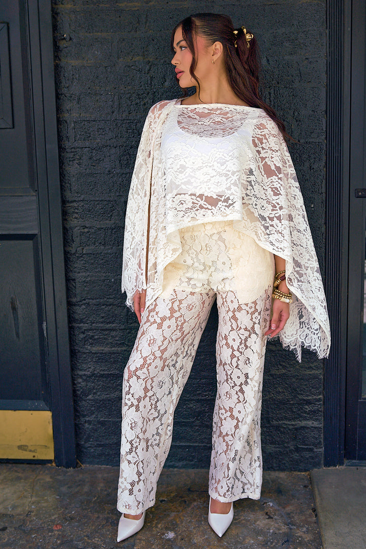 Lace Asymmetrical Top and Pants Set