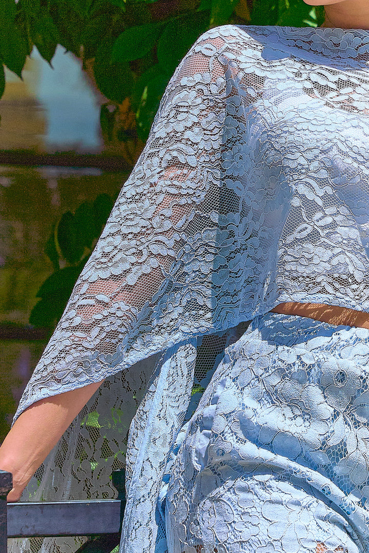 Lace Asymmetrical Top and Pants Set