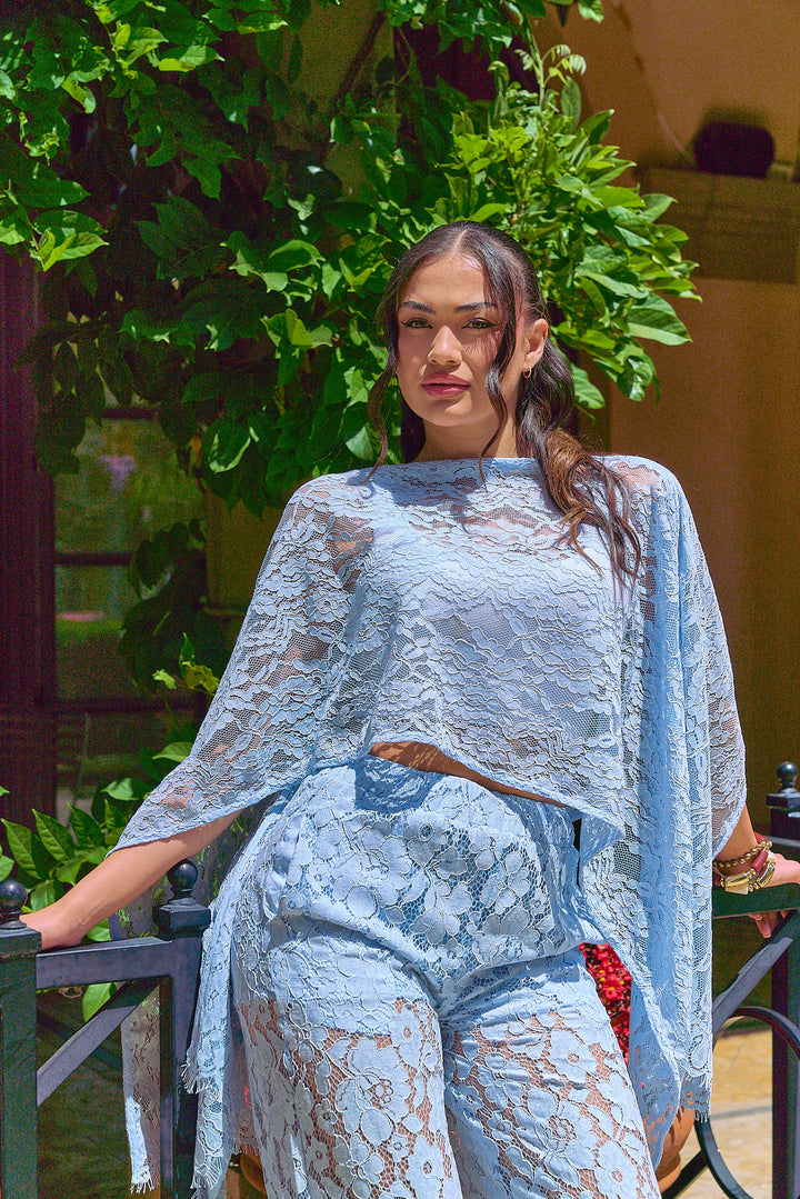 Lace Asymmetrical Top and Pants Set
