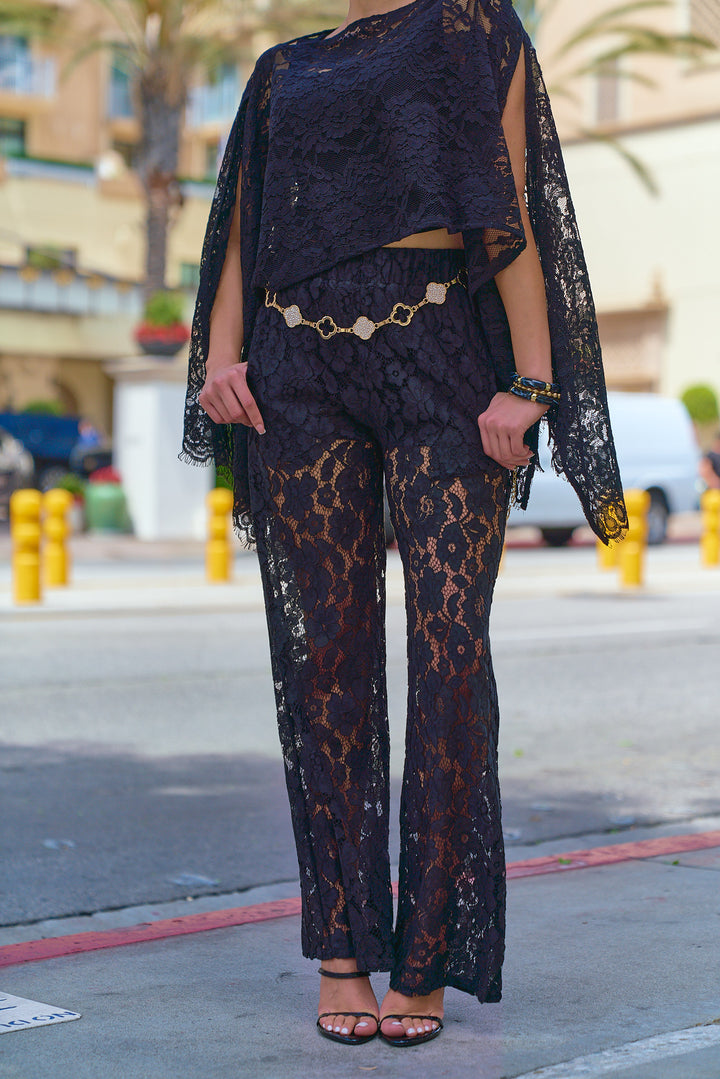 Lace Asymmetrical Top and Pants Set