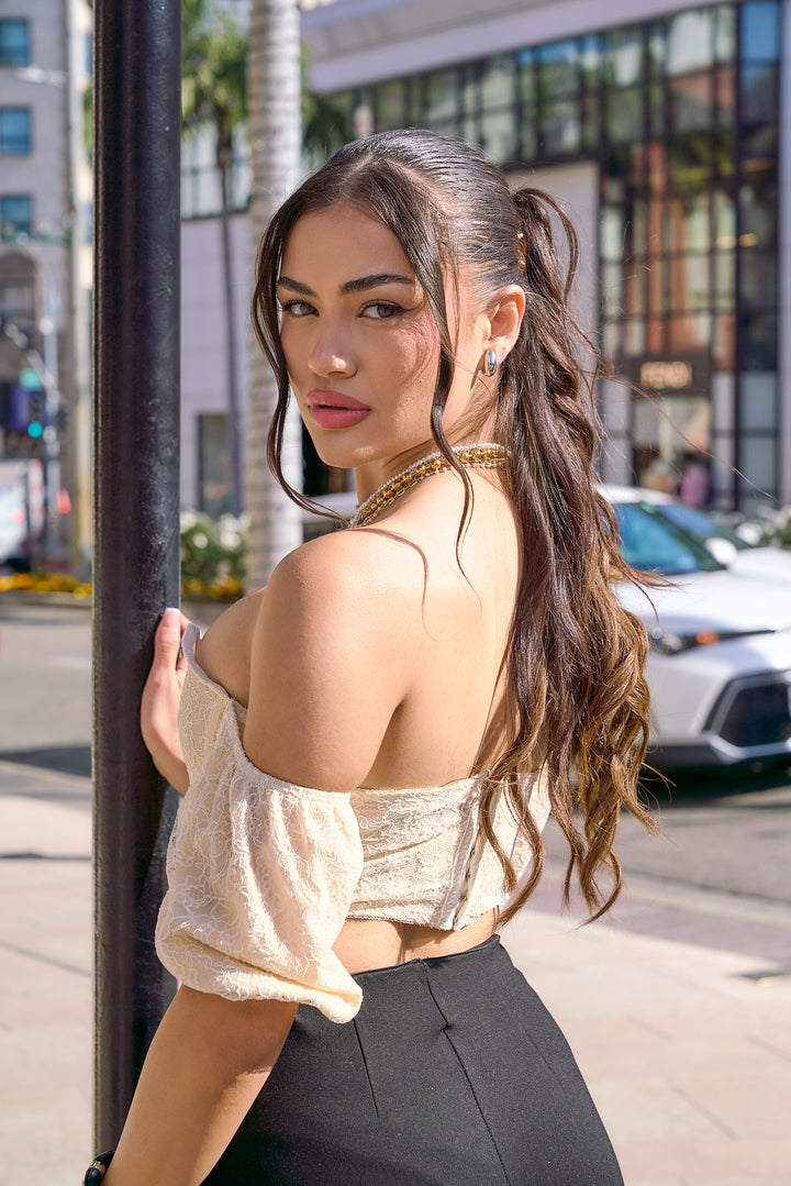 Lace Off the Shoulder Corset Top