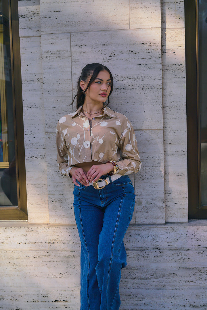 Embroidered Cropped Shirt