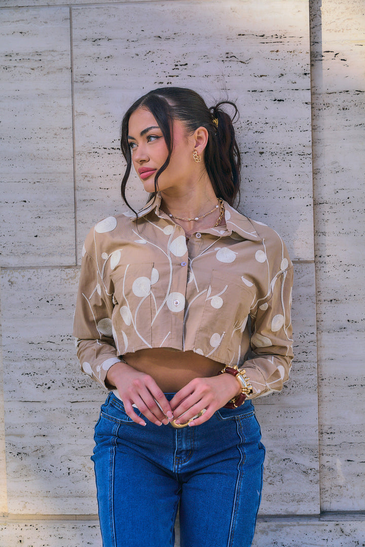 Embroidered Cropped Shirt