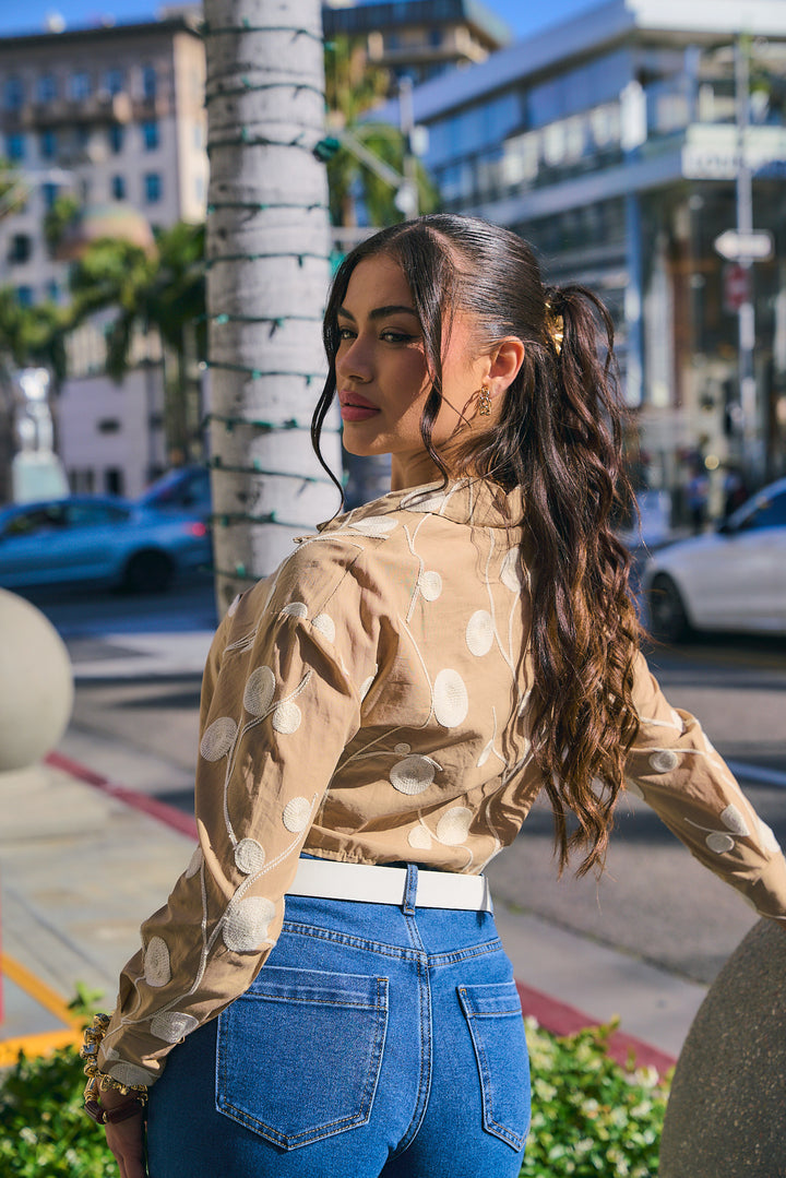 Embroidered Cropped Shirt