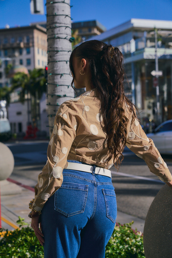 Embroidered Cropped Shirt