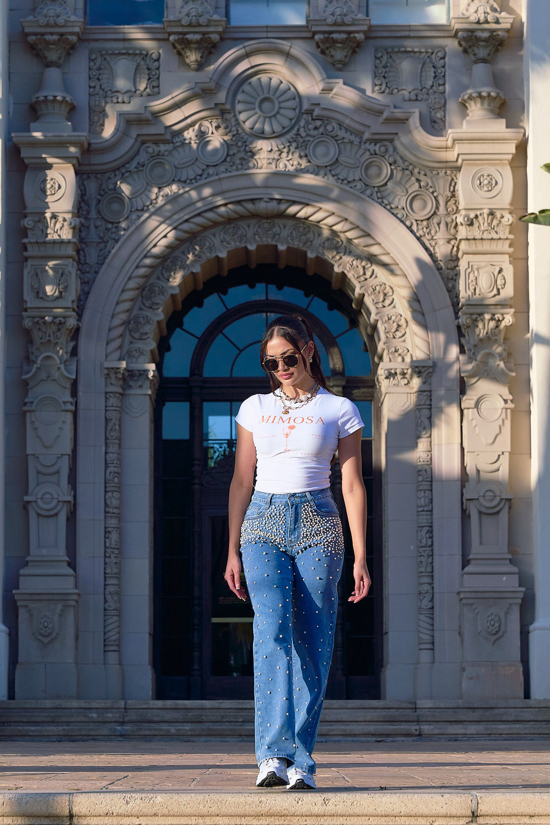 Rainy Pearls Denim Pants