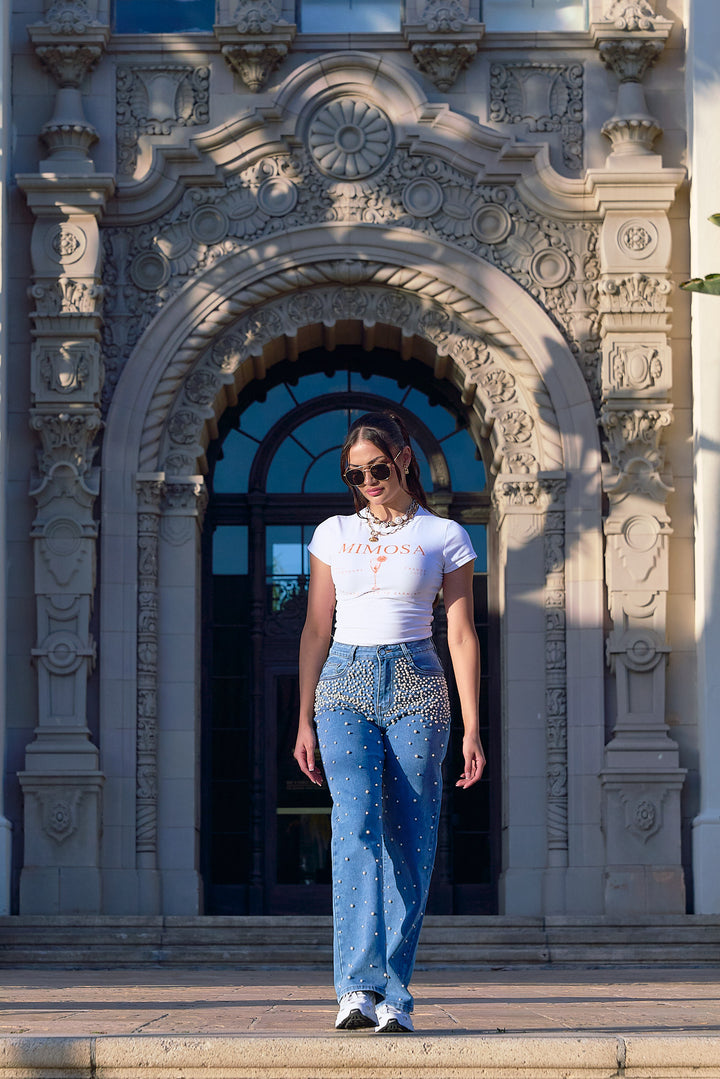 Rainy Pearls Denim Pants