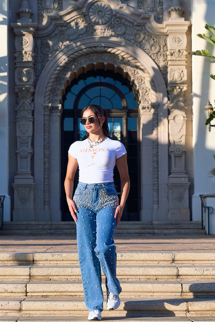 Rainy Pearls Denim Pants