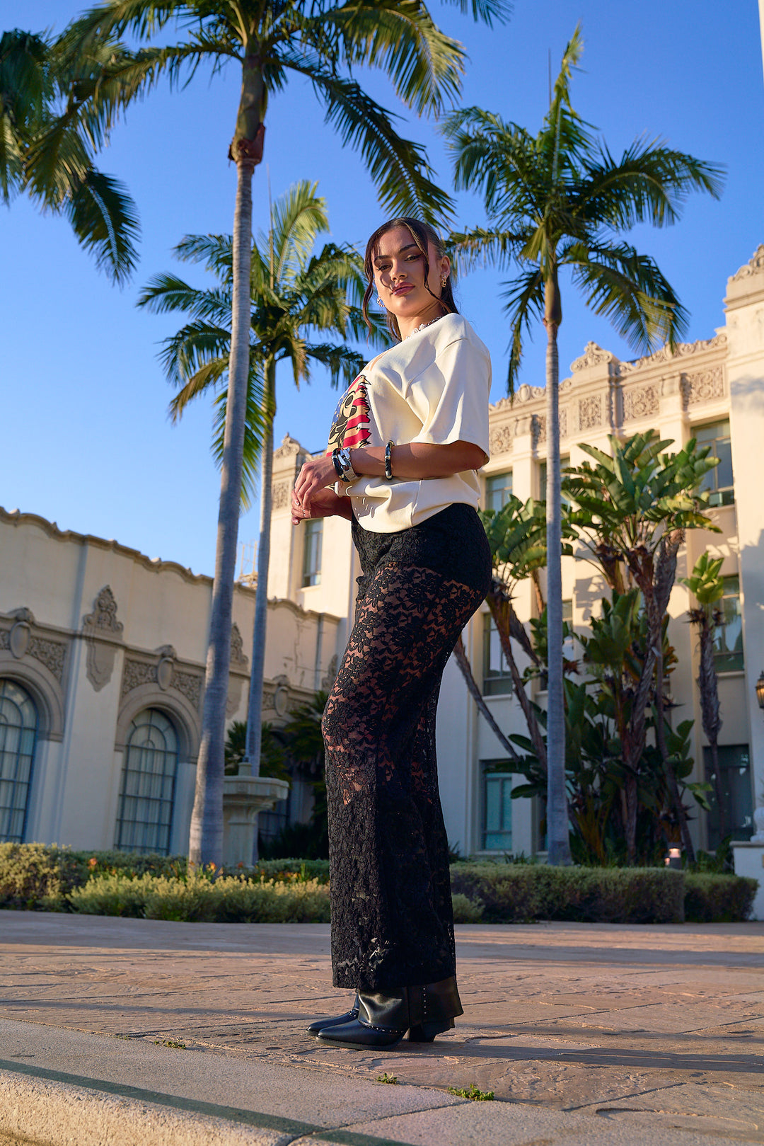 Lace Straight Leg Pants