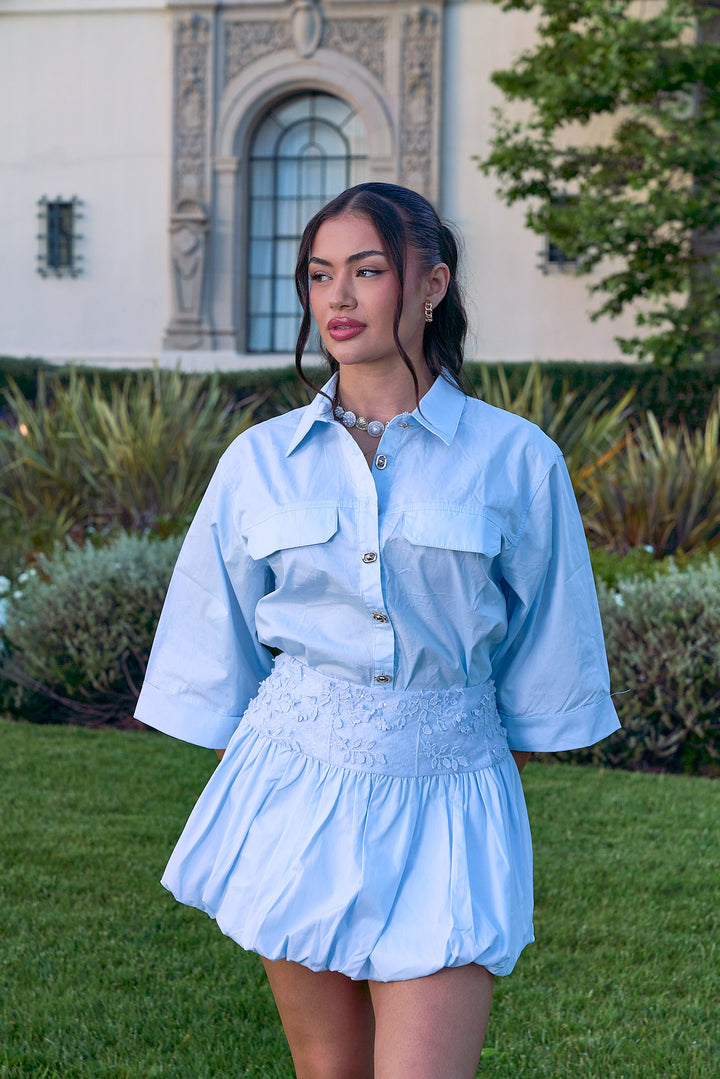 Collared Shirt with Pins Detail