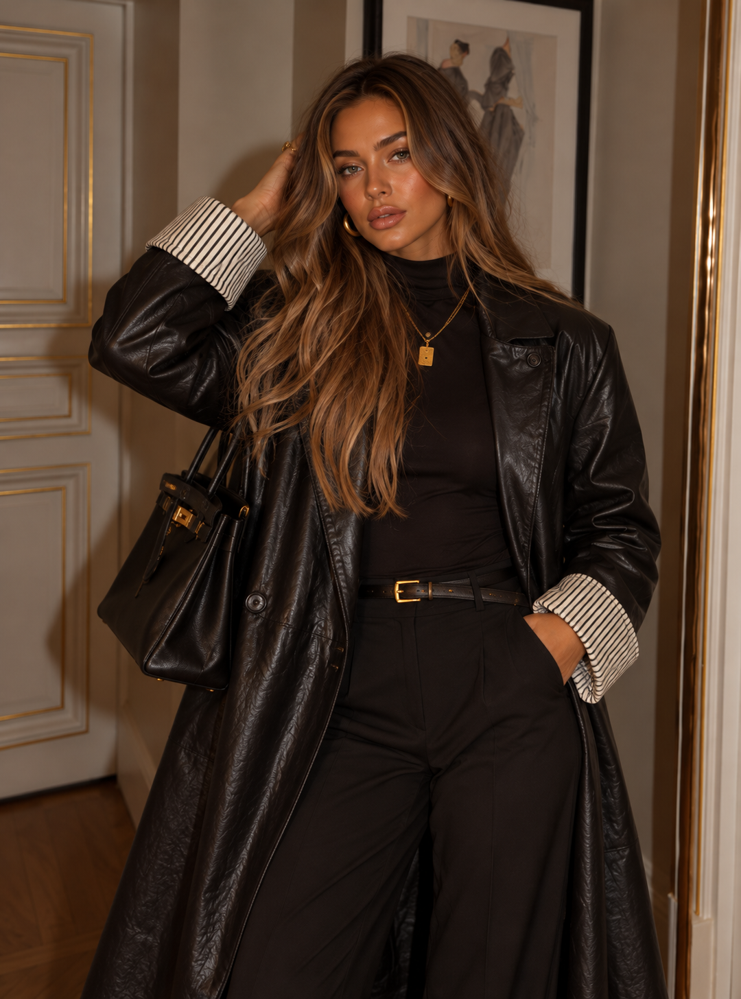 Textured Faux Leather Coat