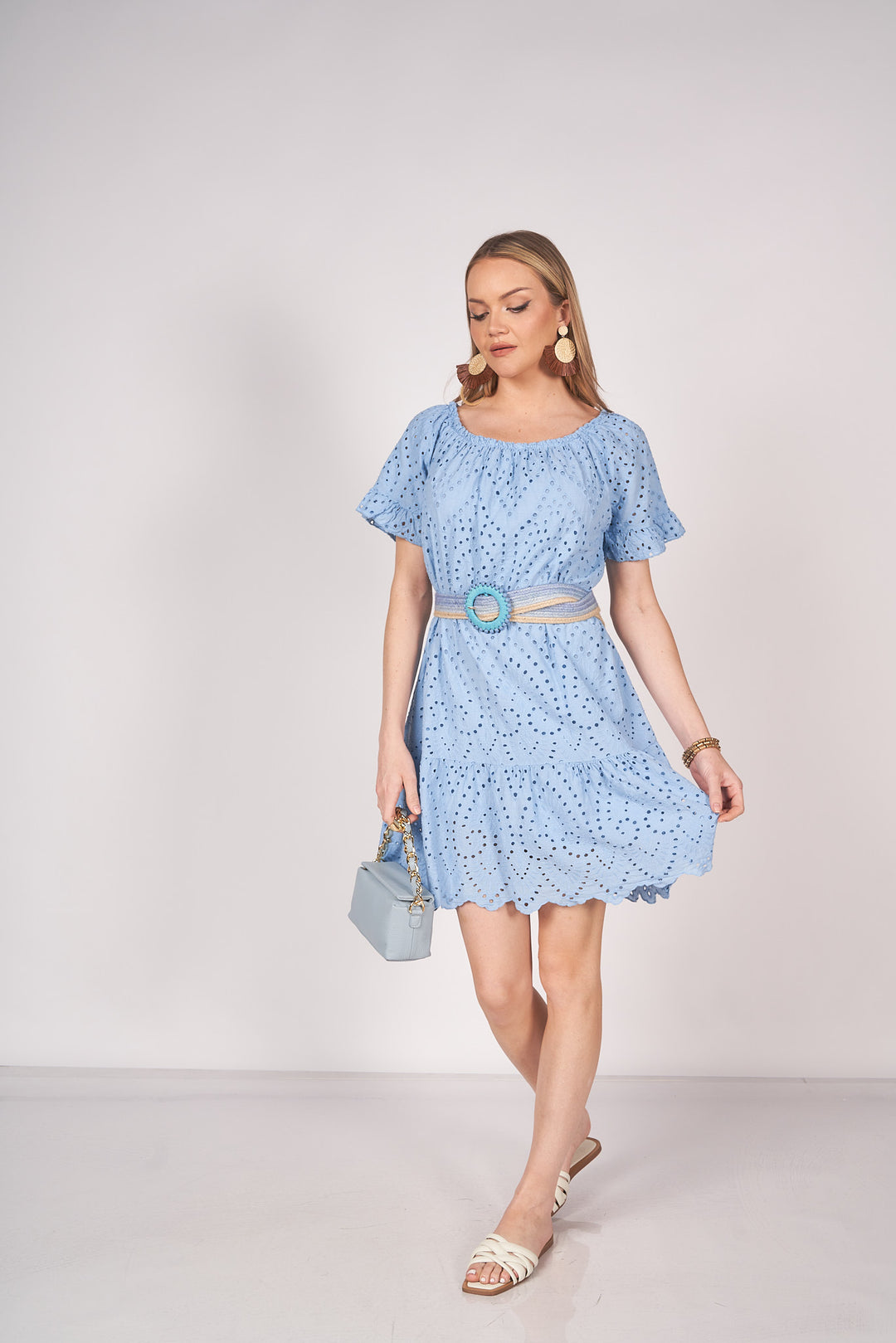 Eyelet Summer Dress ml / LightSkyBlue Eyelet Summer Dress ml / LightSkyBlue