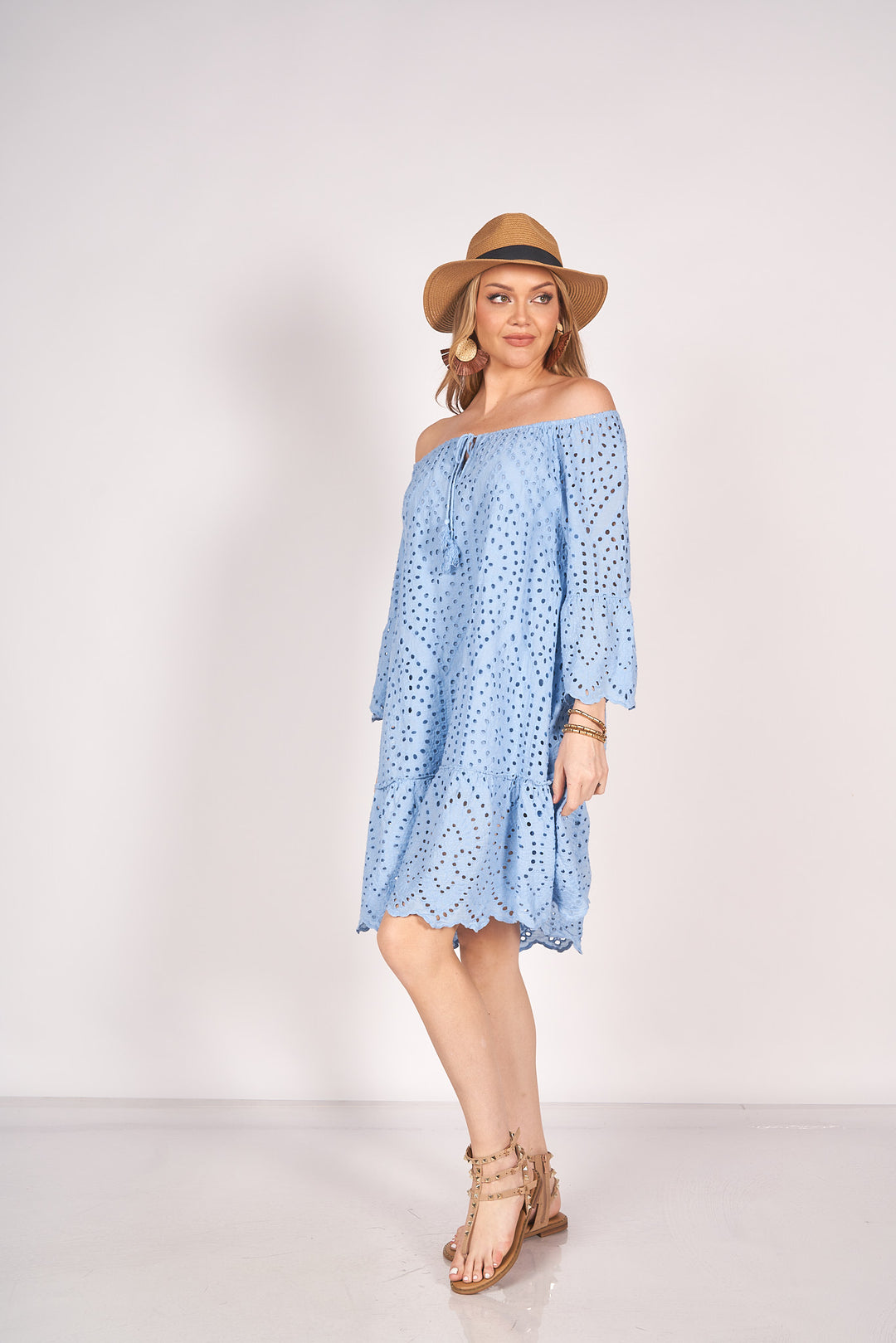 boho 3/4 sleeve dress 3/4 Sleeve V-Neck Boho Gleam Dress 24932 C2 / S/M