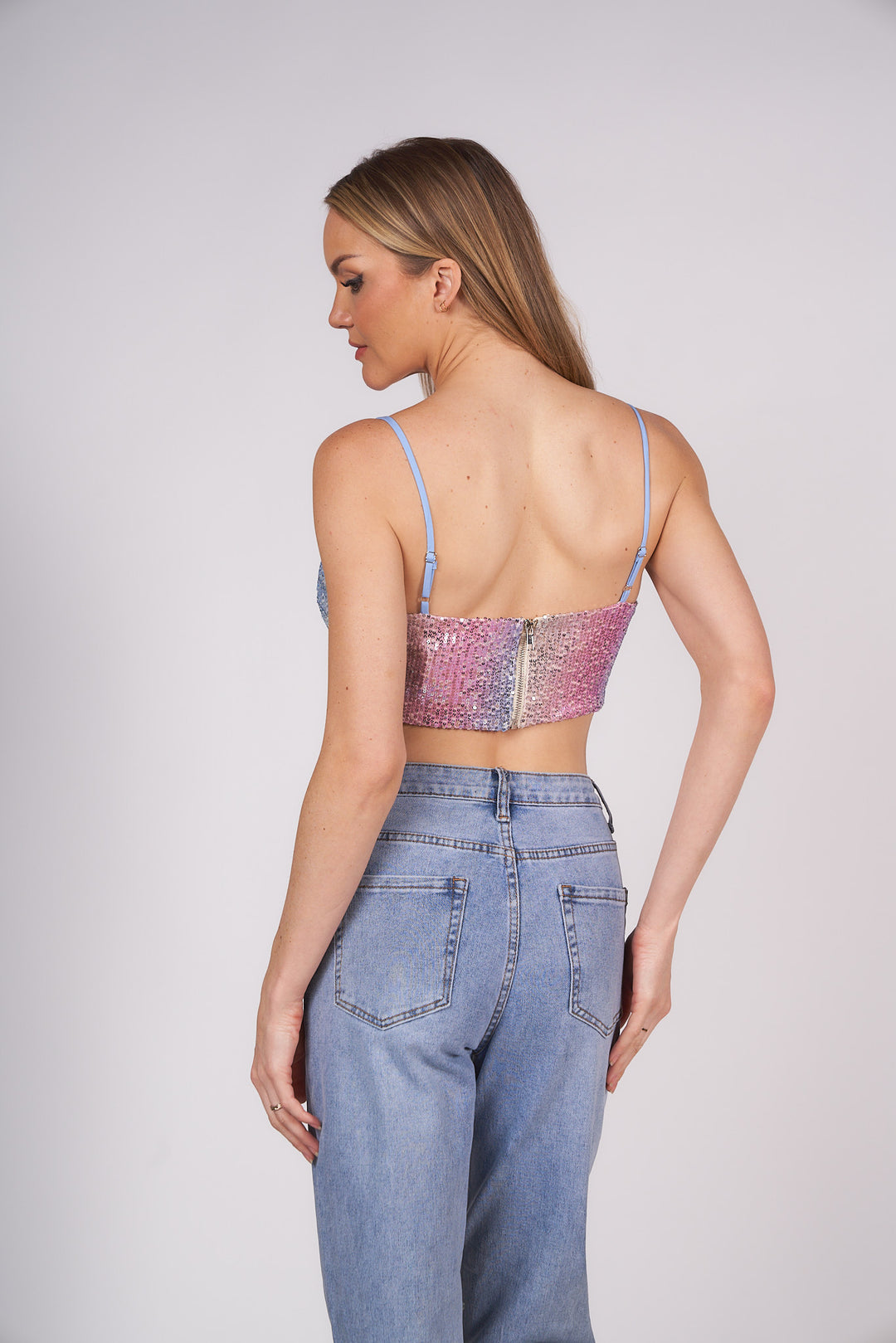 Ombre Sequin Cropped Top