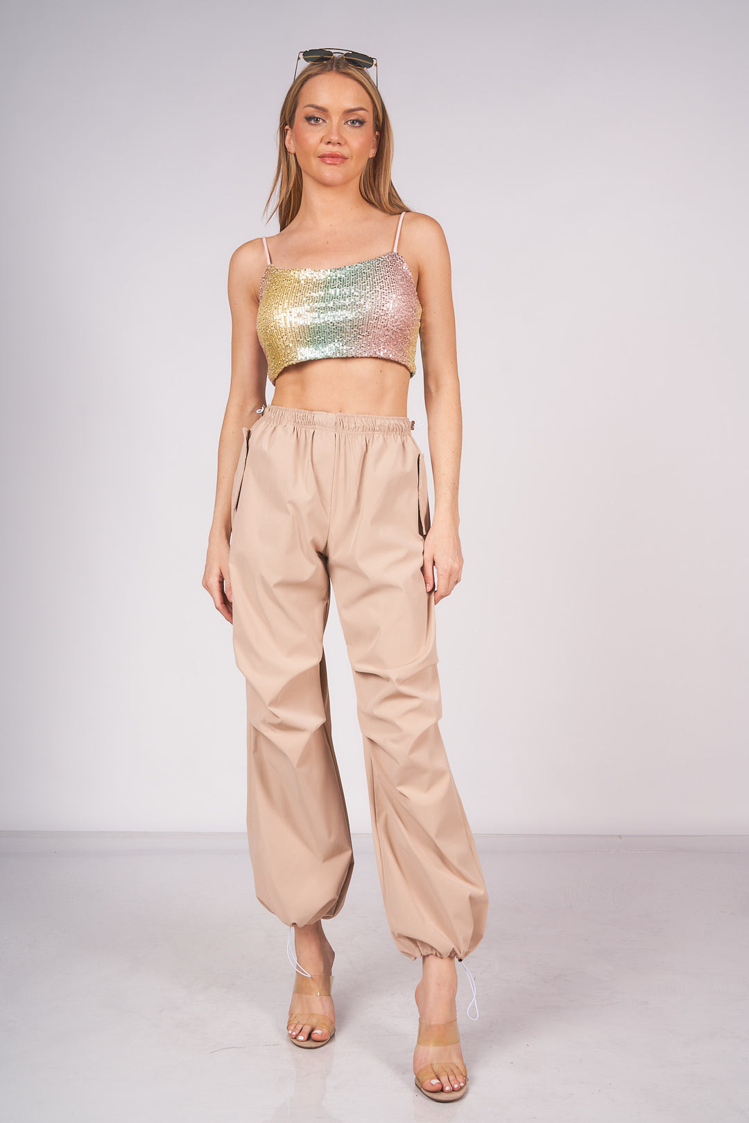 Ombre Sequin Cropped Top