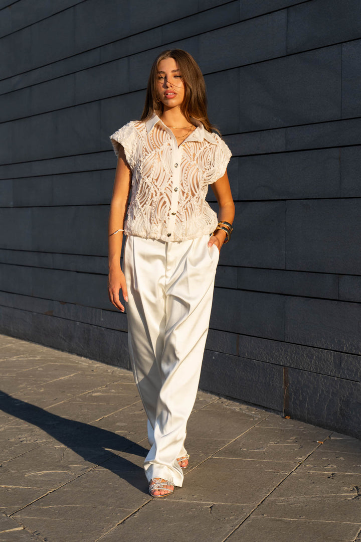 Lara Textured Mesh Blouse
