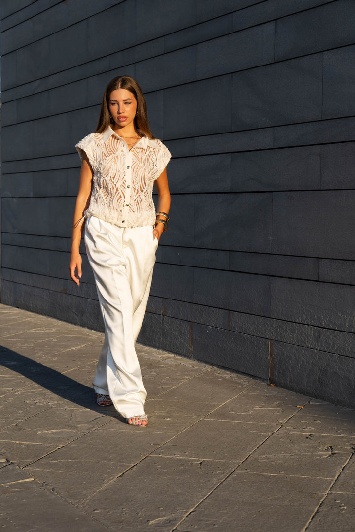 Lara Textured Mesh Blouse