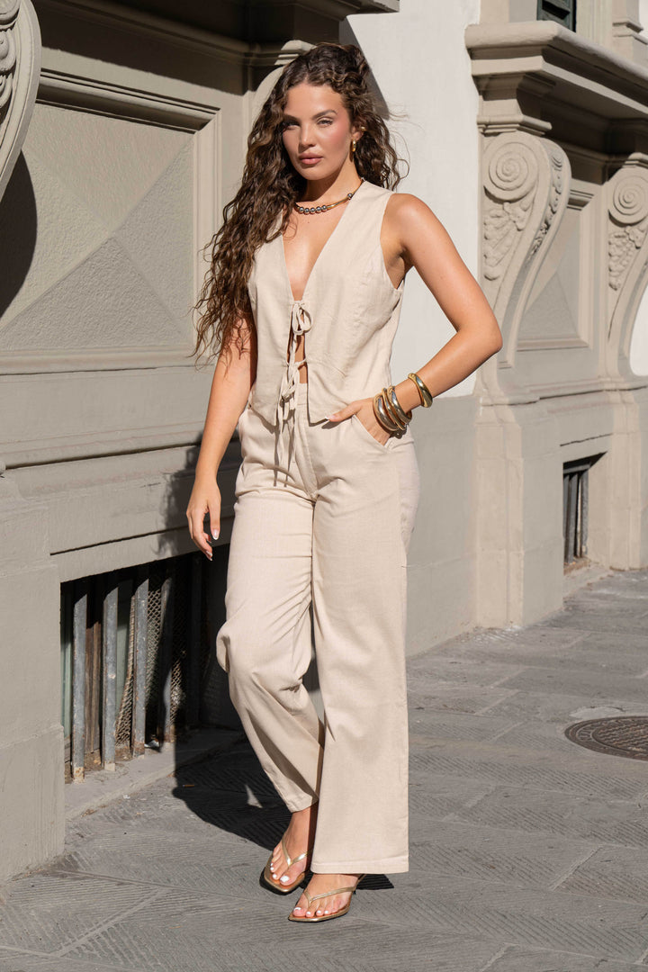 Marta Natural Linen Crop