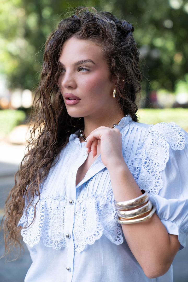 Lucia Lace Button-Up Blouse