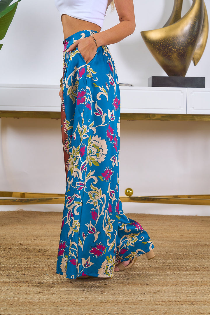 Printed Wide Leg Palazzo Pants