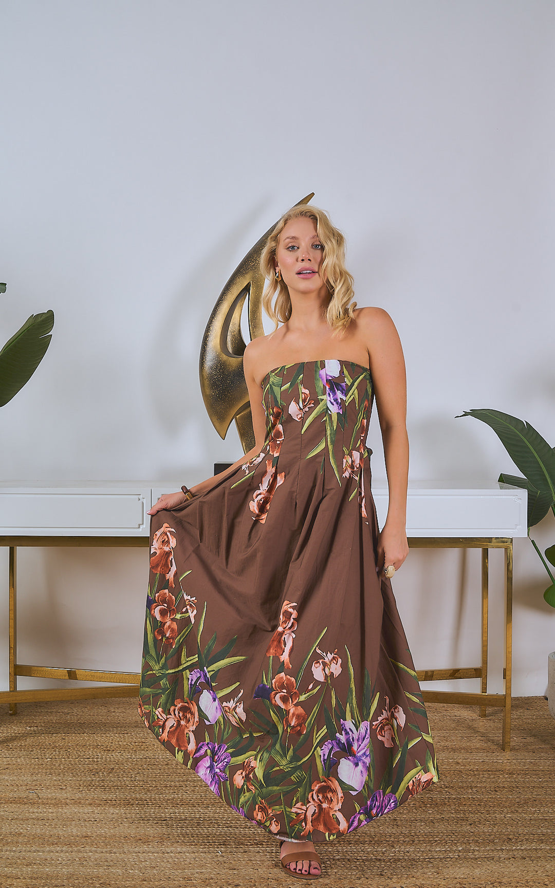 Tube Floral Print Maxi Dress