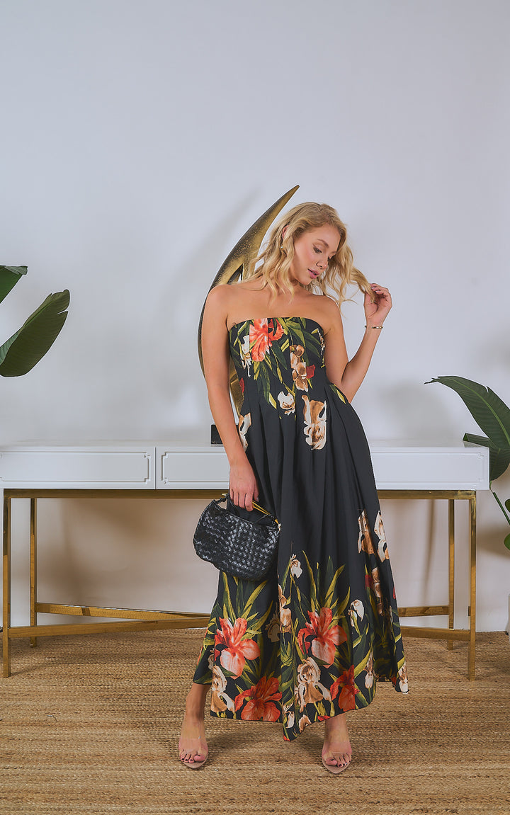 Tube Floral Print Maxi Dress