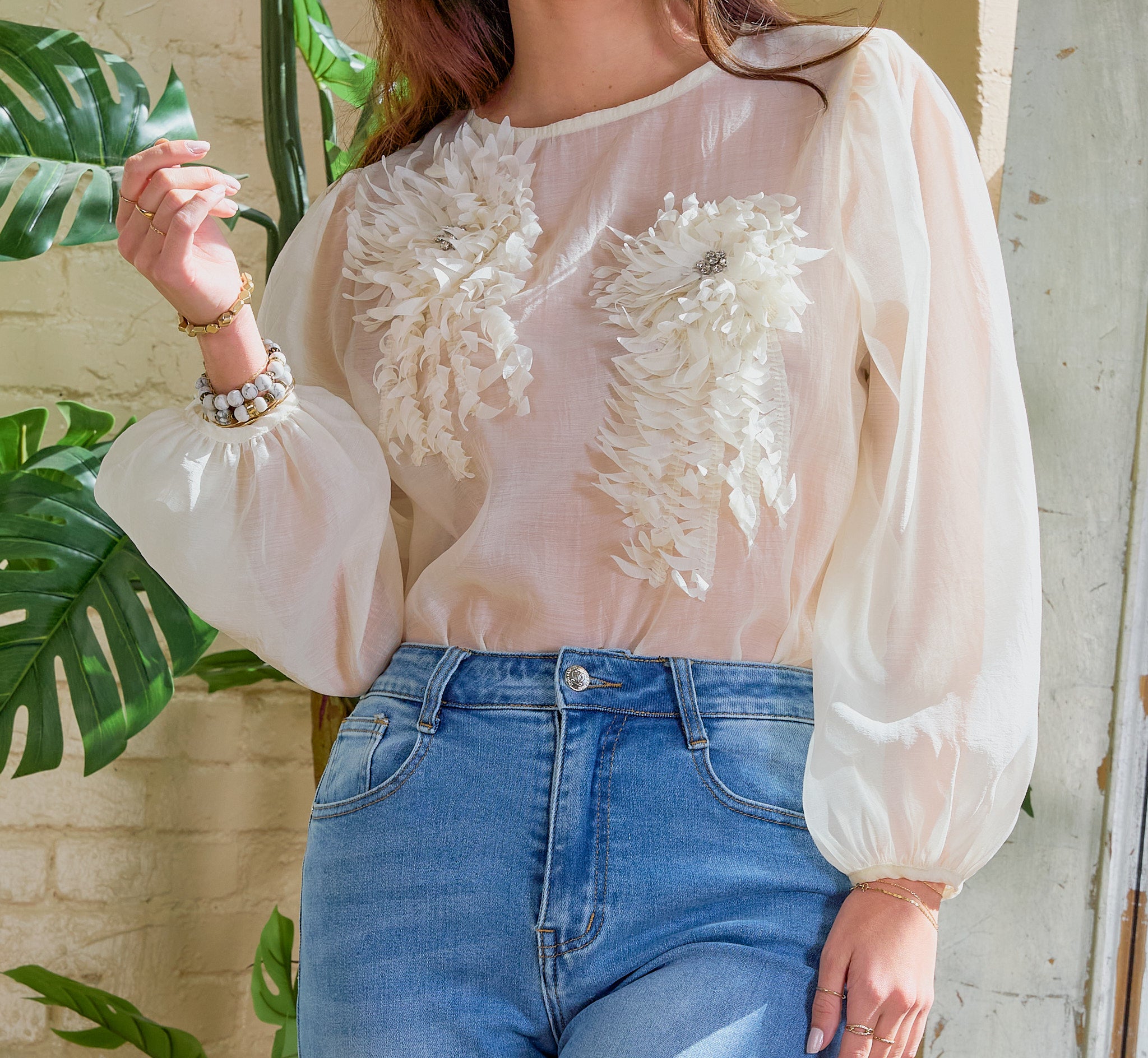 トップス UND 3D FLOWER SKIN TOP UND 3D FLOWER SKIN TOP