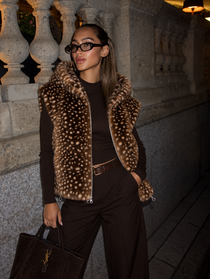 Textured Faux Fur Statement Vest