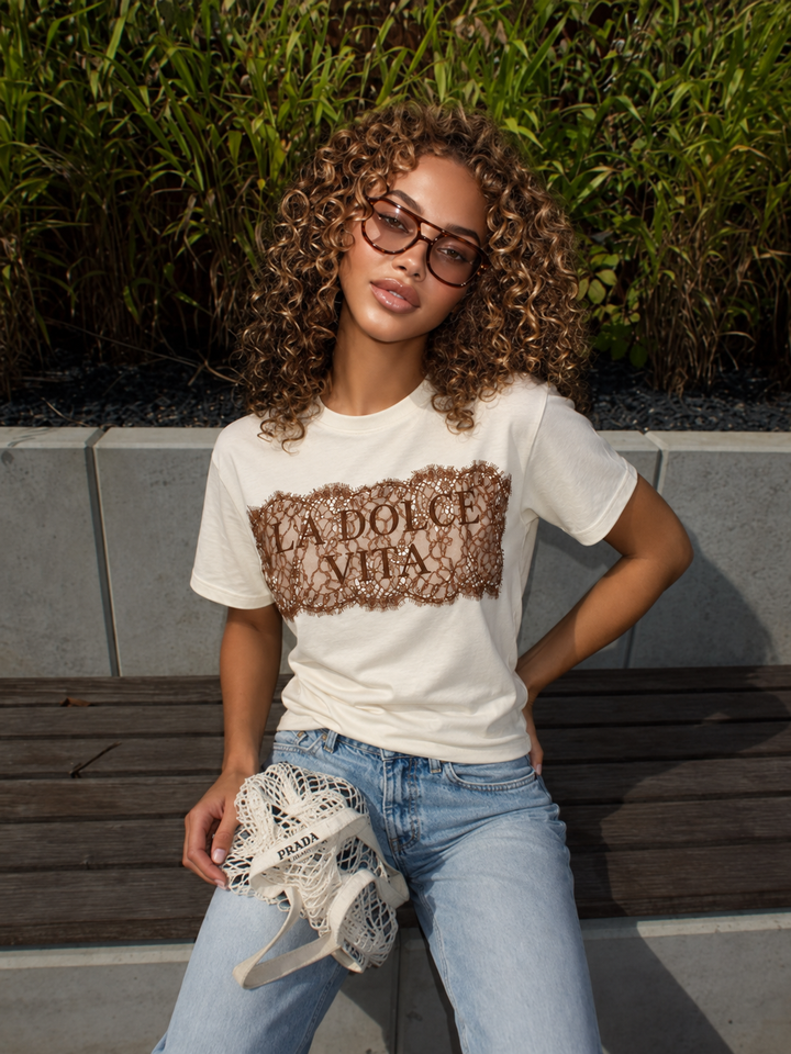 La Dolce Vita Lace Detail Tee