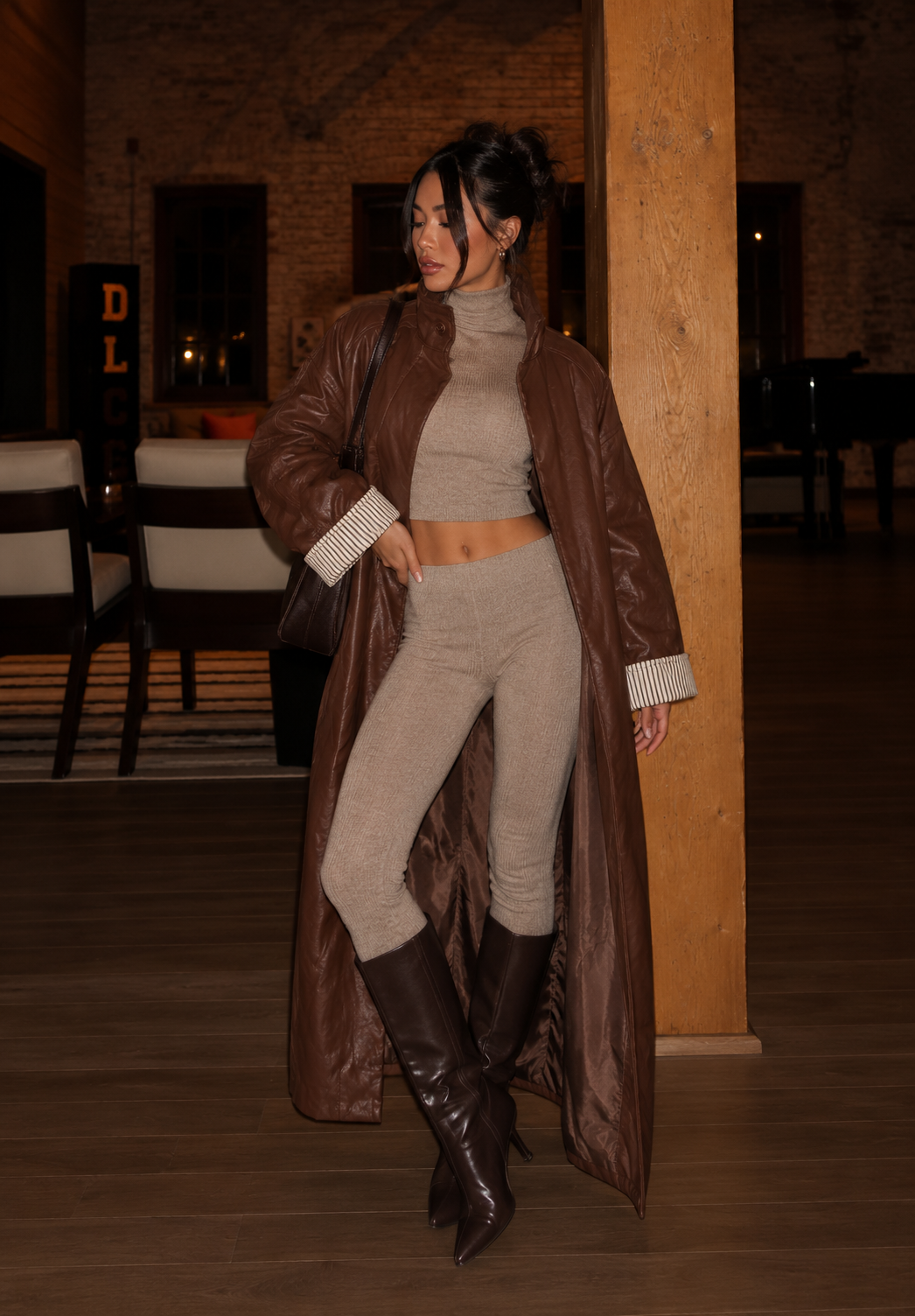 Textured Faux Leather Coat