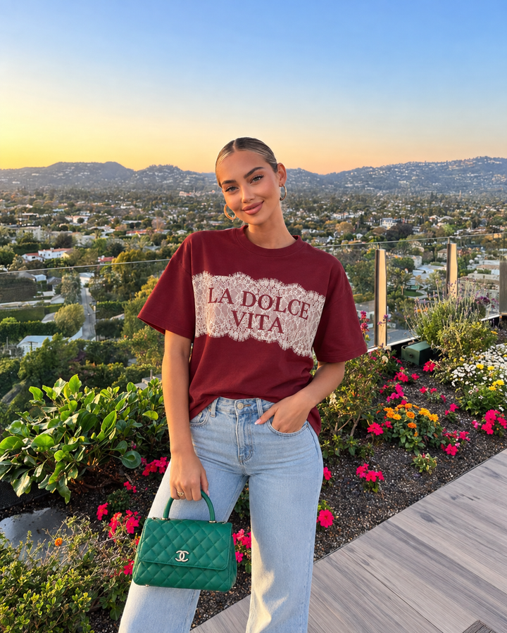 La Dolce Vita Lace Detail Tee