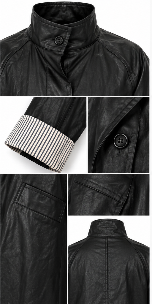 Textured Faux Leather Coat