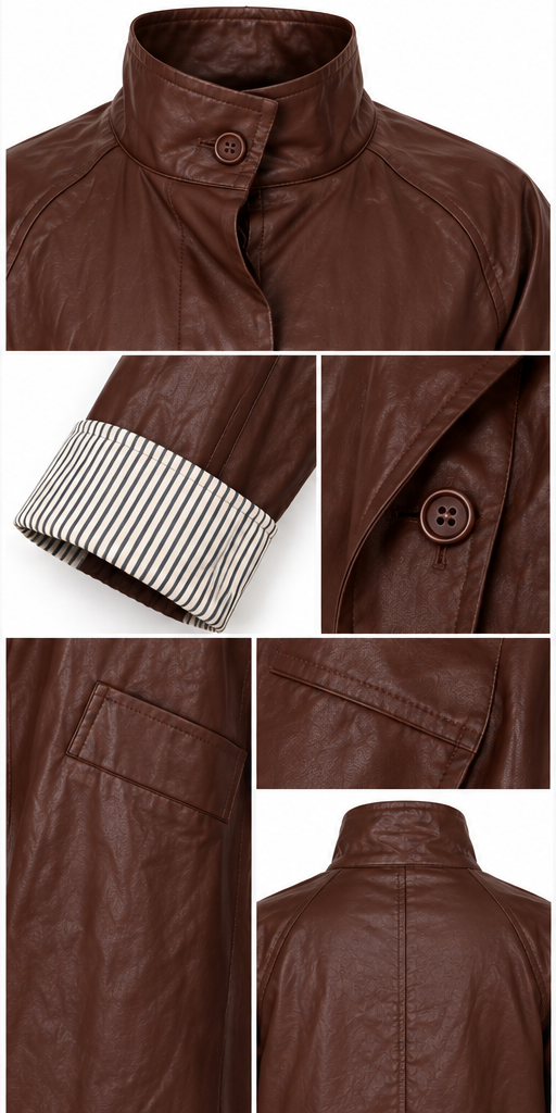 Textured Faux Leather Coat