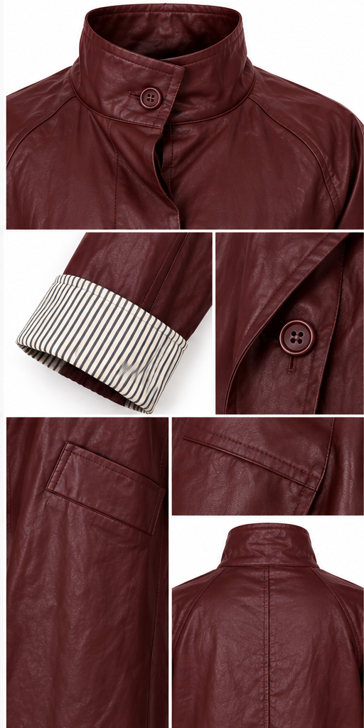 Textured Faux Leather Coat