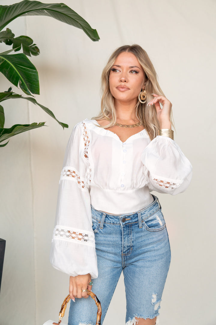 White Broderie Lace Blouse