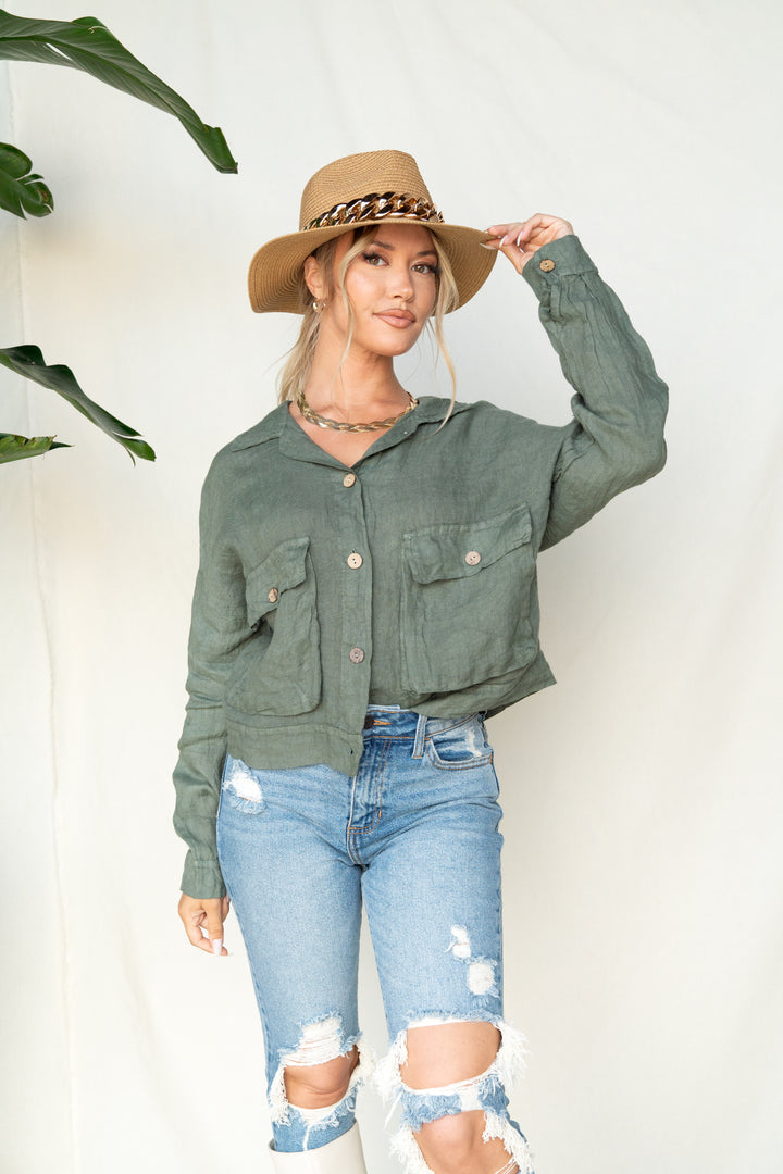Linen Cropped Jacket