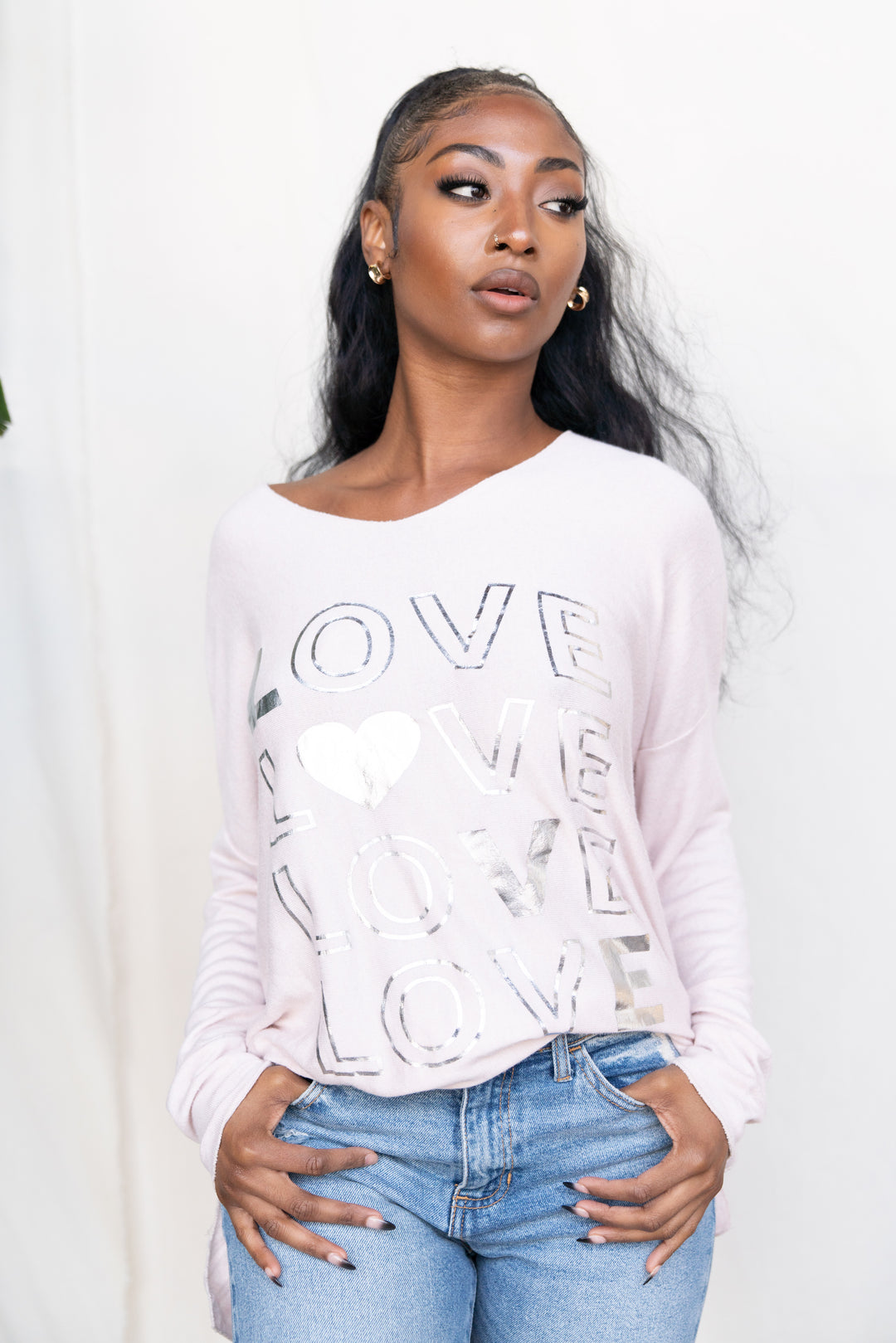 Soft & Cozzy LOVE Graphic Letters Print Sweater