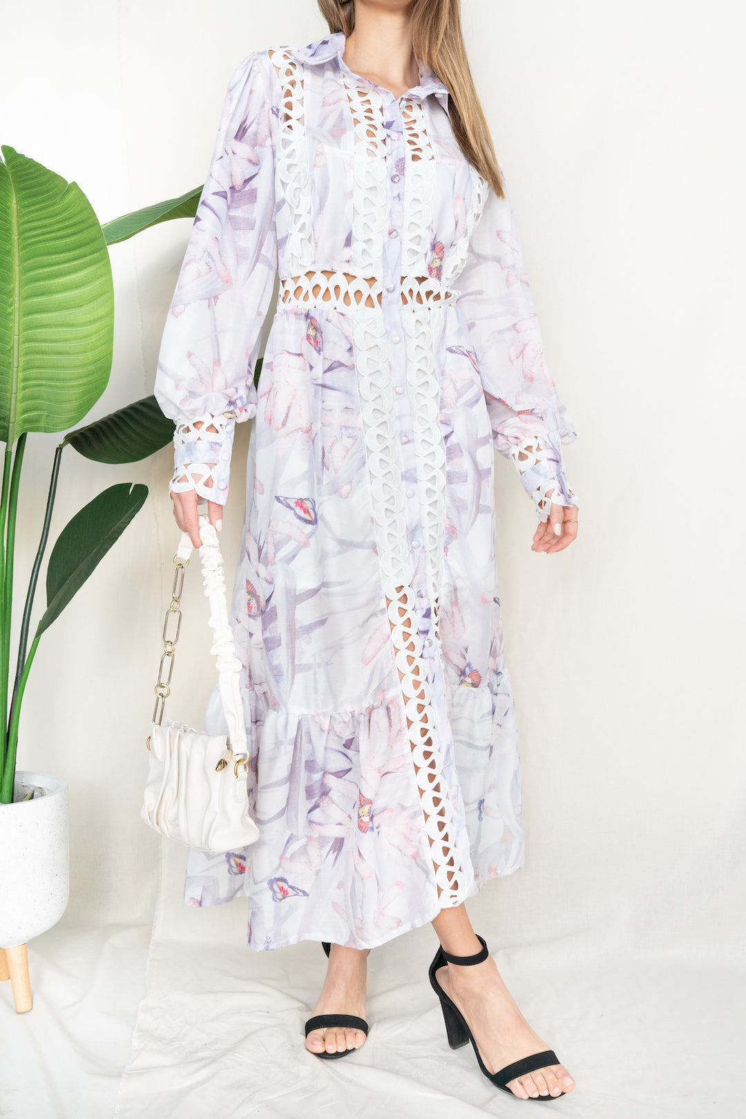 Capri Soft Floral Printed Lace Mix Dress
