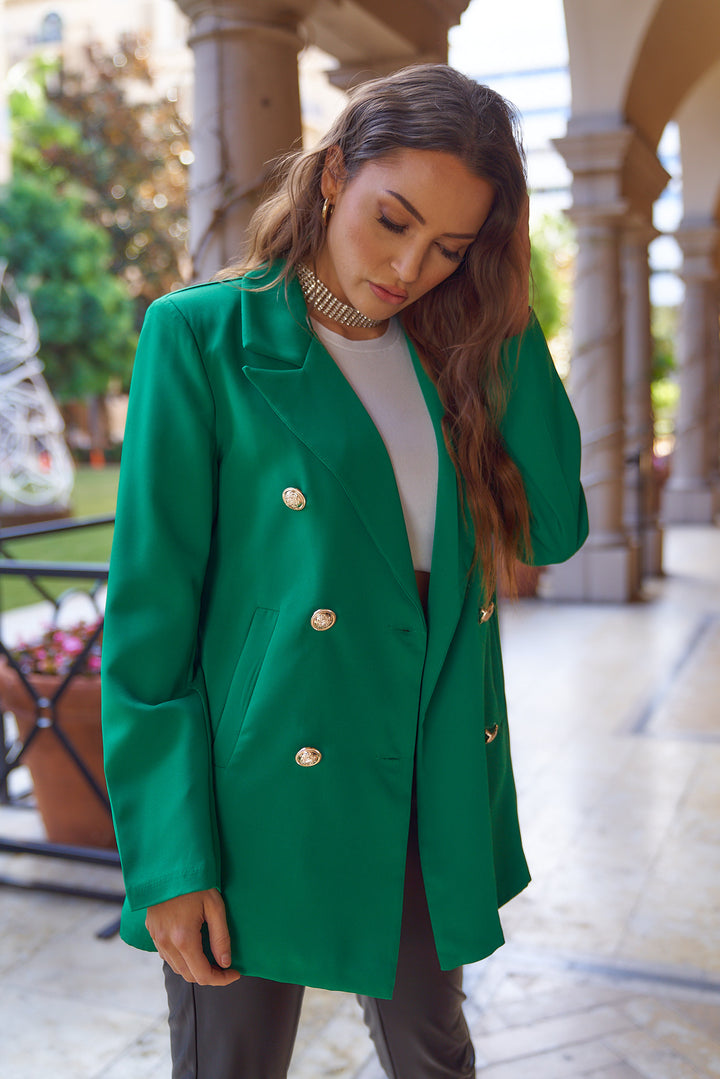 Green Double-Breasted Blazer