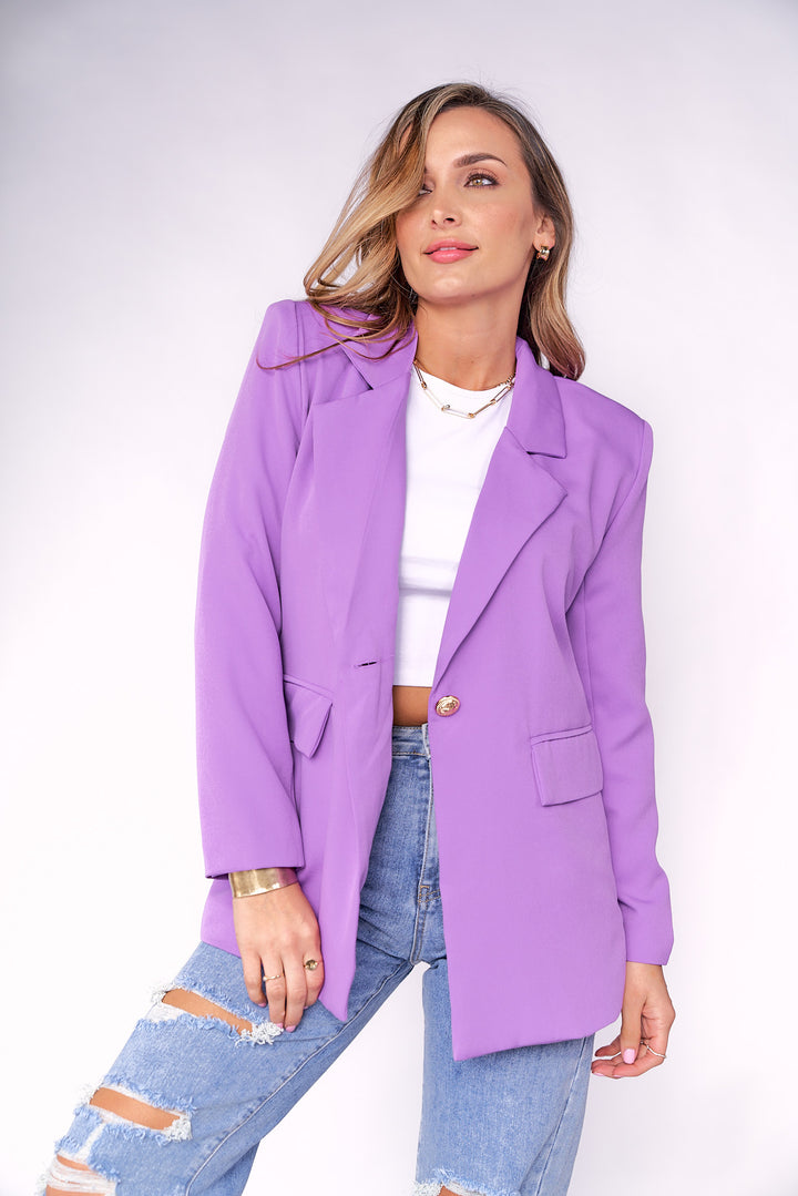 Purple Oversized Casual Blazer