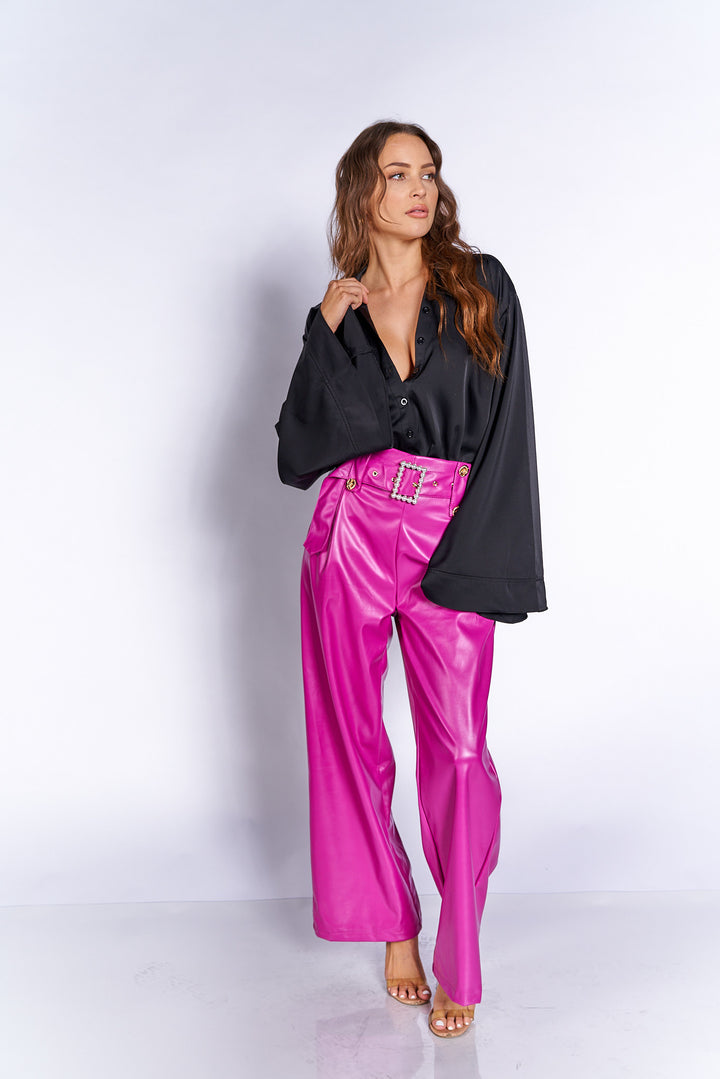 Pearl Belted PU Pants